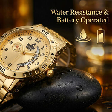 Men's Golden Watch with Free Designer Ladies Watch (MLGW2)