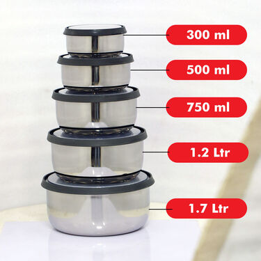 10 Pcs Steel Push & Lock Bowl Set (10PL2N)