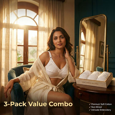 3 Chikan Work Full Coverage Non Padded Dailywear Bra For Heavy Bust (3FCB7)