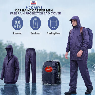 Pick Any 1 Raincoat for Men by Scottish Club with Free Rain Protector Bag Cover