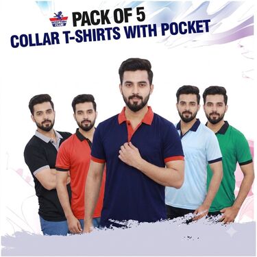 Pack of 5 Collar T-shirts with Pocket (5PT9)