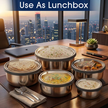 5 Stainless Steel Bowl + 5 Push & Lock Lid (10PL2)