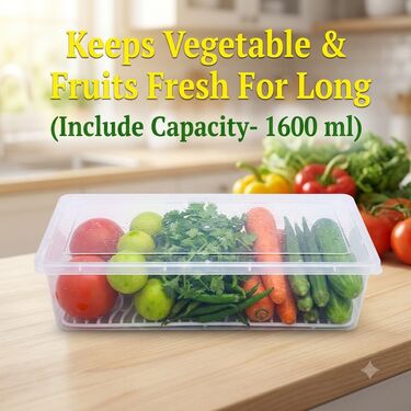 Pack of 6 Veggie Fresh Food Storage Container with Lid & Drain Tray (6VF1)