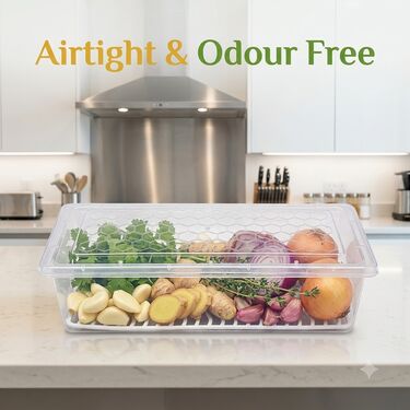Pack of 6 Veggie Fresh Food Storage Container with Lid & Drain Tray (6VF1)