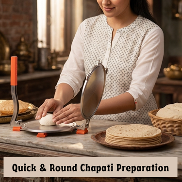 Chapati & Puri Maker + 2 in 1 Oil Strainer + Silicone Spatula & Brush (CP12)