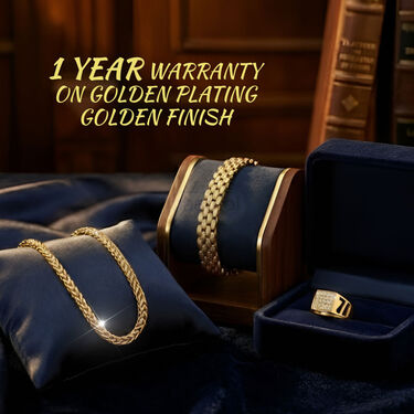 Golden Watch  + Chain + Designer Bracelet + Ring (MGWCBR16)