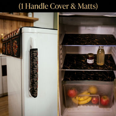 5 Pcs Quilted Fridge Cover Set With 10 Free Gifts (5FC8)