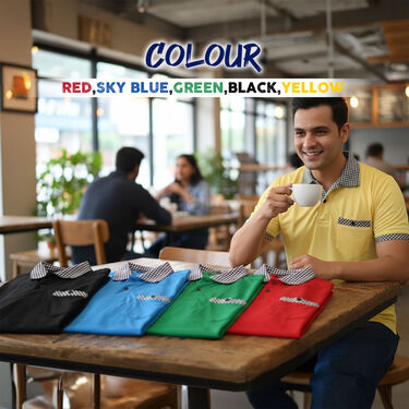 Pack of 5 Designer Half Sleeves Collar  T-Shirts With Pocket (5PT25)