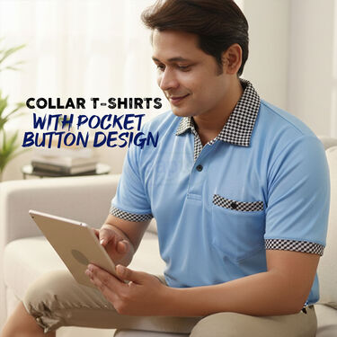 Pack of 5 Designer Half Sleeves Collar  T-Shirts With Pocket (5PT25)