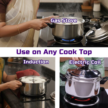 Stainless Steel Big Multi Cooker + 16 Cavity Idli Rack (1MMC2)