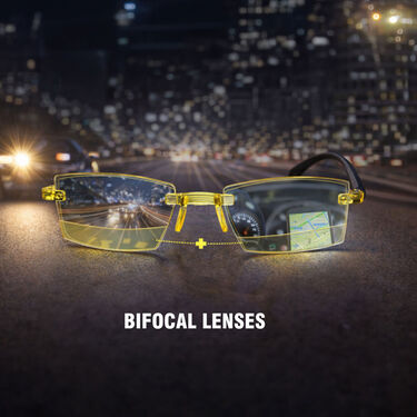 Bifocal Rimless Night Vision Adaptive Power Reading Glasses (1BORG23)