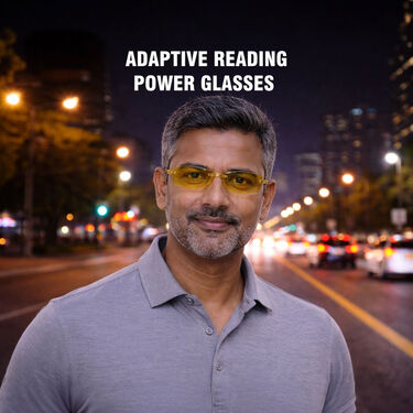 Bifocal Rimless Night Vision Adaptive Power Reading Glasses (1BORG23)