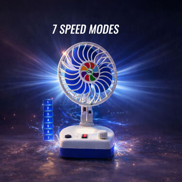 Rechargeable High-Speed Fan with Emergency Light (EF39)