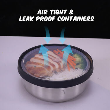 6 Stainless Steel Bowl + 6 Push & Lock Lid (12PL1)
