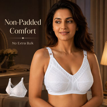 3 Chikan Work Full Coverage Non Padded Dailywear Bra For Heavy Bust (3FCB7)