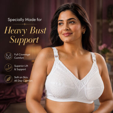 3 Chikan Work Full Coverage Non Padded Dailywear Bra For Heavy Bust (3FCB7)