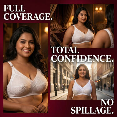3 Chikan Work Full Coverage Non Padded Dailywear Bra For Heavy Bust (3FCB7)
