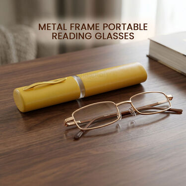 Metal Frame Portable Reading Glasses B1 G2 Free (3PRGM)