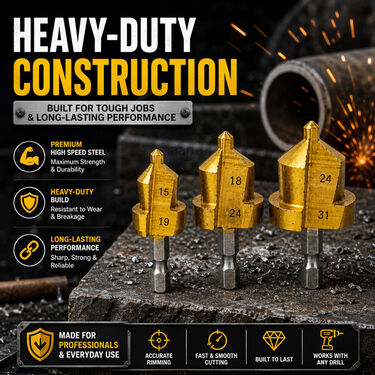 3 Pcs Pipe Heavy Duty Pipe Riming Drill Bit Set (PE3)