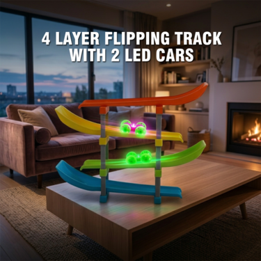 4 Layer Flipping Car Track Set with 2 Bblowing Led Cars (CTS1)