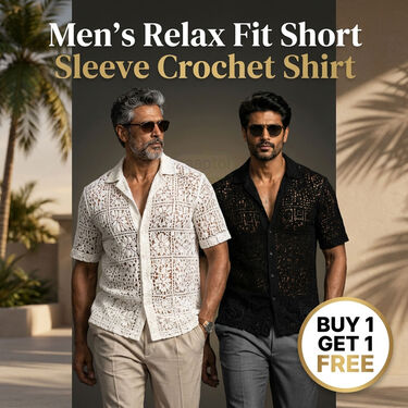 Pack of 2 Mens Relax Fit Short Sleeve Croshet Shirts BOGO (2SM1)