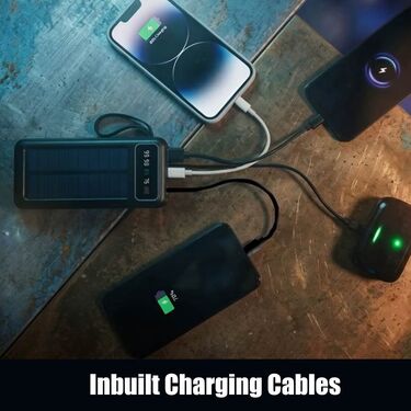 20000 MAh Solar Power Bank With Inbuilt Cables And Emergency Light (PB40)