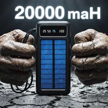 20000 MAh Solar Power Bank With Inbuilt Cables And Emergency Light (PB40)