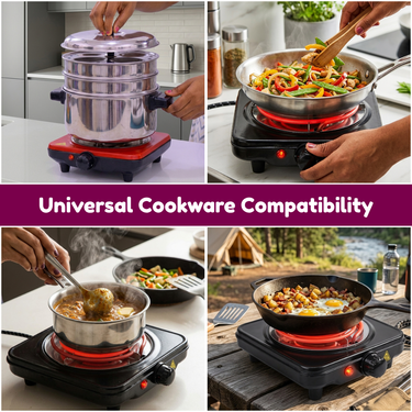 1000 Watt Electric Flameless Cooking Stove With Heat Adjustment (ECS14)