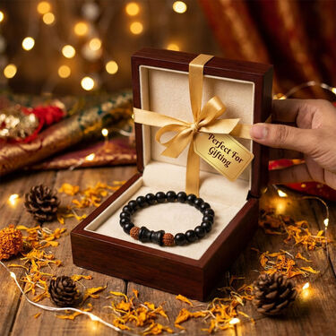 Karungali Rudraksha Bracelet With Damru (SJB7)