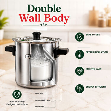 Gas & Induction Friendly Double Wall Milk Boiler - 2.0 Ltr (1MB3)