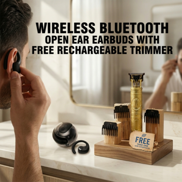 Wireless Bluetooth Headphones Bass Stereo Open Ear Earbuds With Trimmer (TWS108)