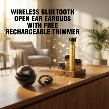 Wireless Bluetooth Headphones Bass Stereo Open Ear Earbuds With Trimmer (TWS108)