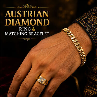 Golden Watch + 2 Chain + Bracelet + Ring (MGW2CBR23)