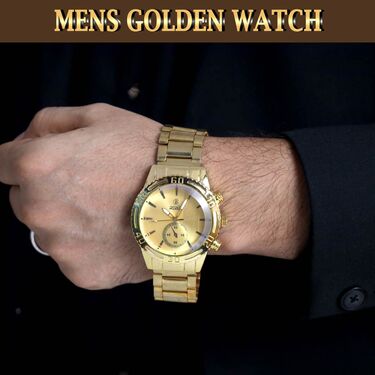 Mens Golden Watch + Ladies Watch + 2 Chain (MLGW2C3)