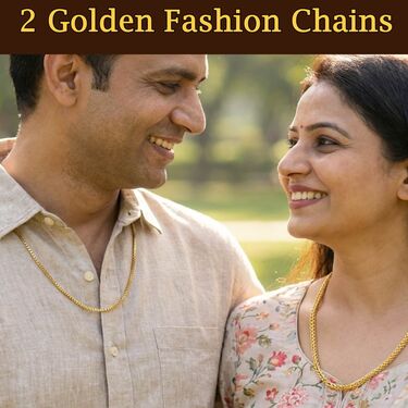 Mens Golden Watch + Ladies Watch + 2 Chain (MLGW2C3)