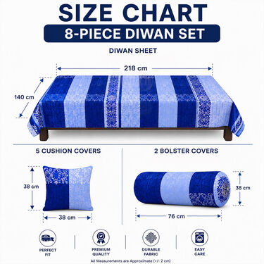 Pack Of 8 Royal Comfort Diwan Set (DWS3)
