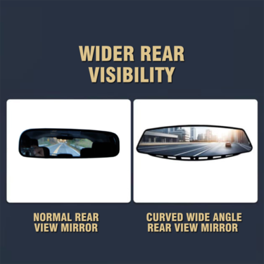 Car Anti Glare Wide Angle Curved Rear View Mirror (IRVM4)