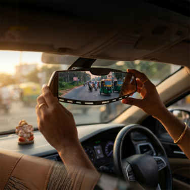 Car Anti Glare Wide Angle Curved Rear View Mirror (IRVM4)