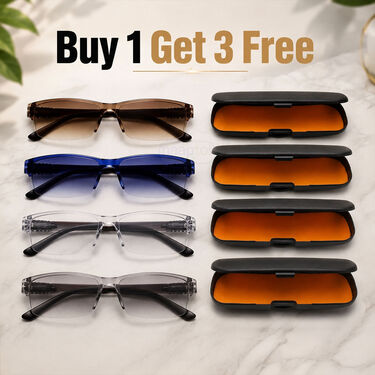 Rimless Bifocal Coloured Adaptive Power Reading Glasses Buy 1 Get 3 Free (4BOC6RG2)