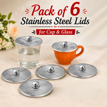 Pack of 6 Stainless Steel Lids For Cup &amp; Glass (LCG)