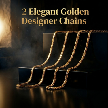 Golden Watch + 2 Chain + 2 Ring + Bracelet (MGW2C2RB2)