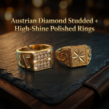 Golden Watch + 2 Chain + 2 Ring + Bracelet (MGW2C2RB2)