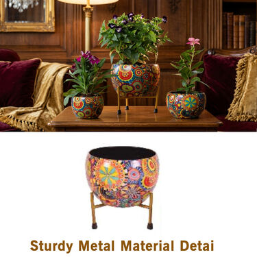 3 Rainbow Bloom Decorative Planters With Stand (3DP1)