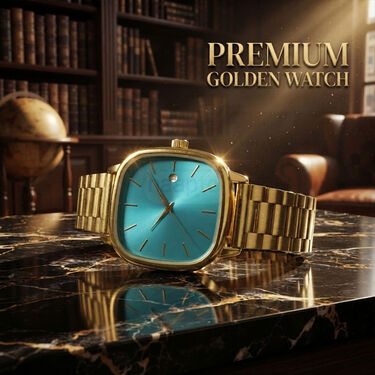 Golden Watch + 2 Chain + Bracelet + Ring (MGW2CBR25)