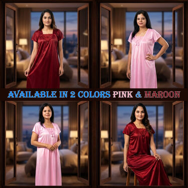 Satin Look Free Size Night Wear For Women BOGO (2NS2)