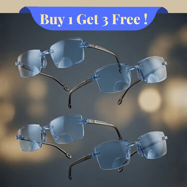 Rimless Colored Bifocal Adaptive Power Reading Glasses Buy 1 Get 3 Free (4BOC3RG1)