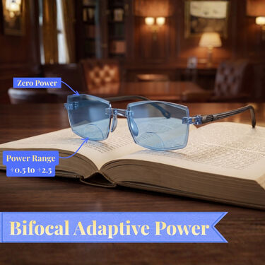 Rimless Colored Bifocal Adaptive Power Reading Glasses Buy 1 Get 3 Free (4BOC3RG1)