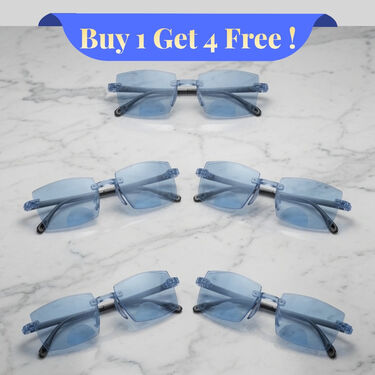Rimless Colored Bifocal Adaptive Power Reading Glasses Buy 1 Get 4 Free (5BOC3RG1)